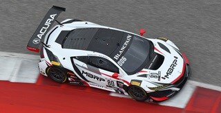 The Racers Edge Motorsports’ Acura NSX GT3 Evo racing view from top The Racers Edge Motorsports’ Acura NSX GT3 Evo racing view from top