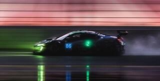 Acura NSX GT3 Evo #86 racing at night Acura NSX GT3 Evo #86 racing at night
