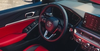 2026 Acura Integra steering wheel detail. 2026 Acura Integra steering wheel detail.