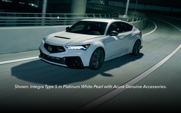 2026 Acura Integra Type S in Platinum White Pearl with Acura Genuine Accessory 2026 Acura Integra Type S in Platinum White Pearl with Acura Genuine Accessory