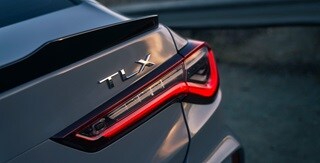 2025 Acura TLX Type S in Urban Gray Pearl Chicane LED taillights detail. 2025 Acura TLX Type S in Urban Gray Pearl Chicane LED taillights detail.