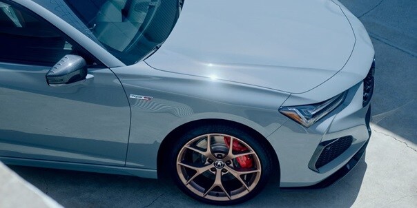 2025 Acura TLX Type S rear view in Urban Gray Pearl. 2025 Acura TLX Type S rear view in Urban Gray Pearl.