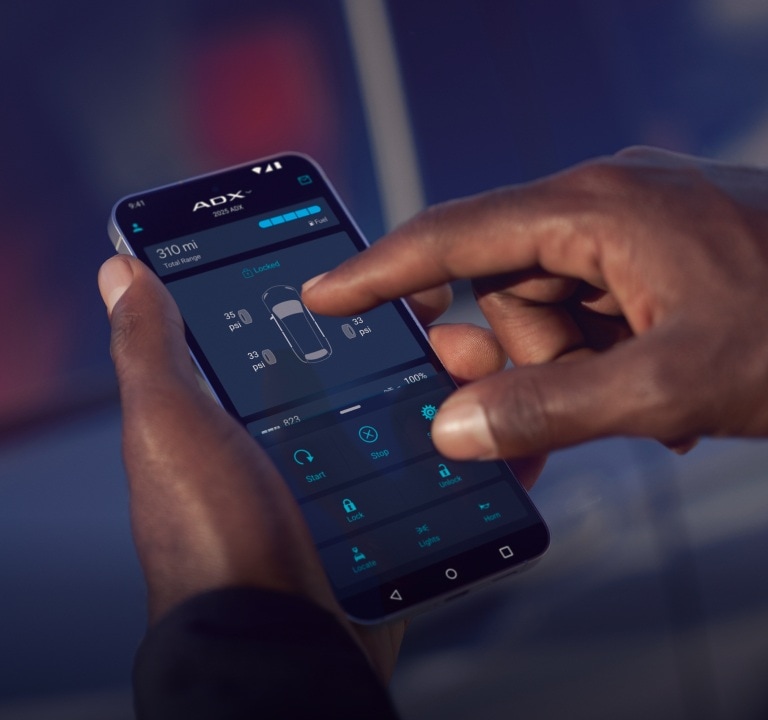 Acura 2025 ADX cell phone screen showing the acuralink app