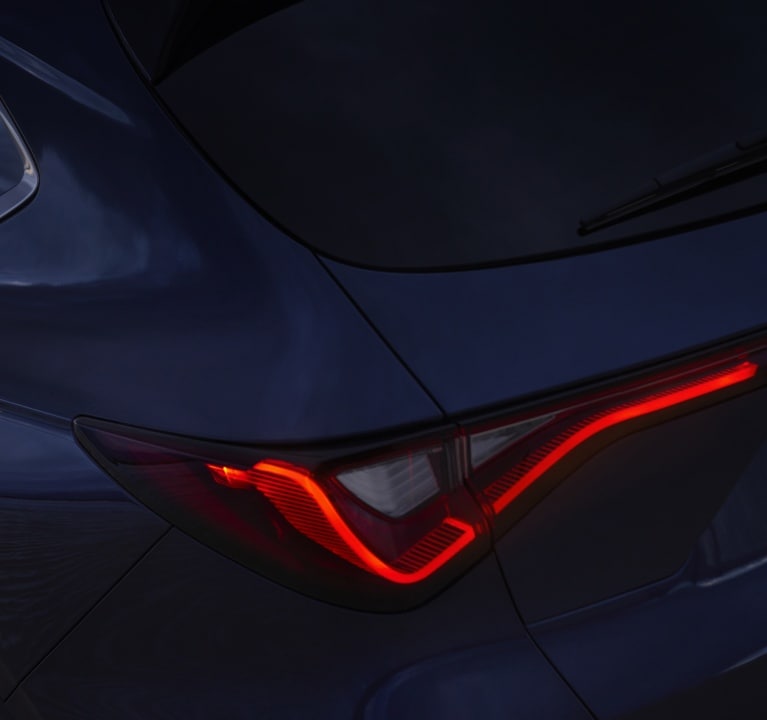 2026 Acura MDX with Jewel Eye® LED headlights and darkened Chicane™ LED taillights 2026 Acura MDX with Jewel Eye® LED headlights and darkened Chicane™ LED taillights
