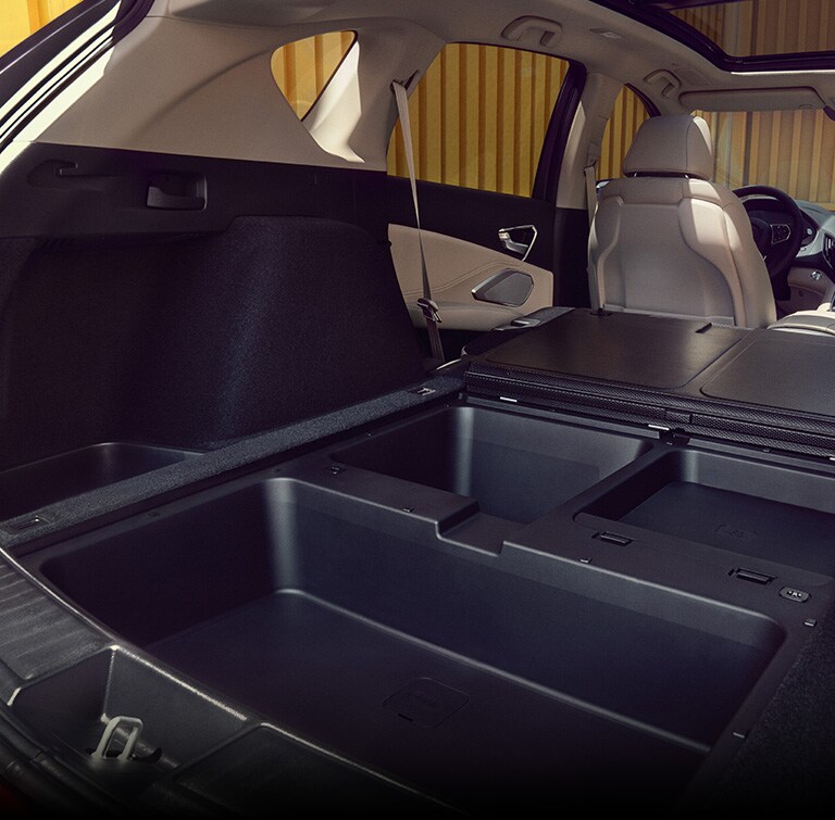 Acura 2026 RDX cargo area all underfloor storage open Acura 2026 RDX cargo area all underfloor storage open